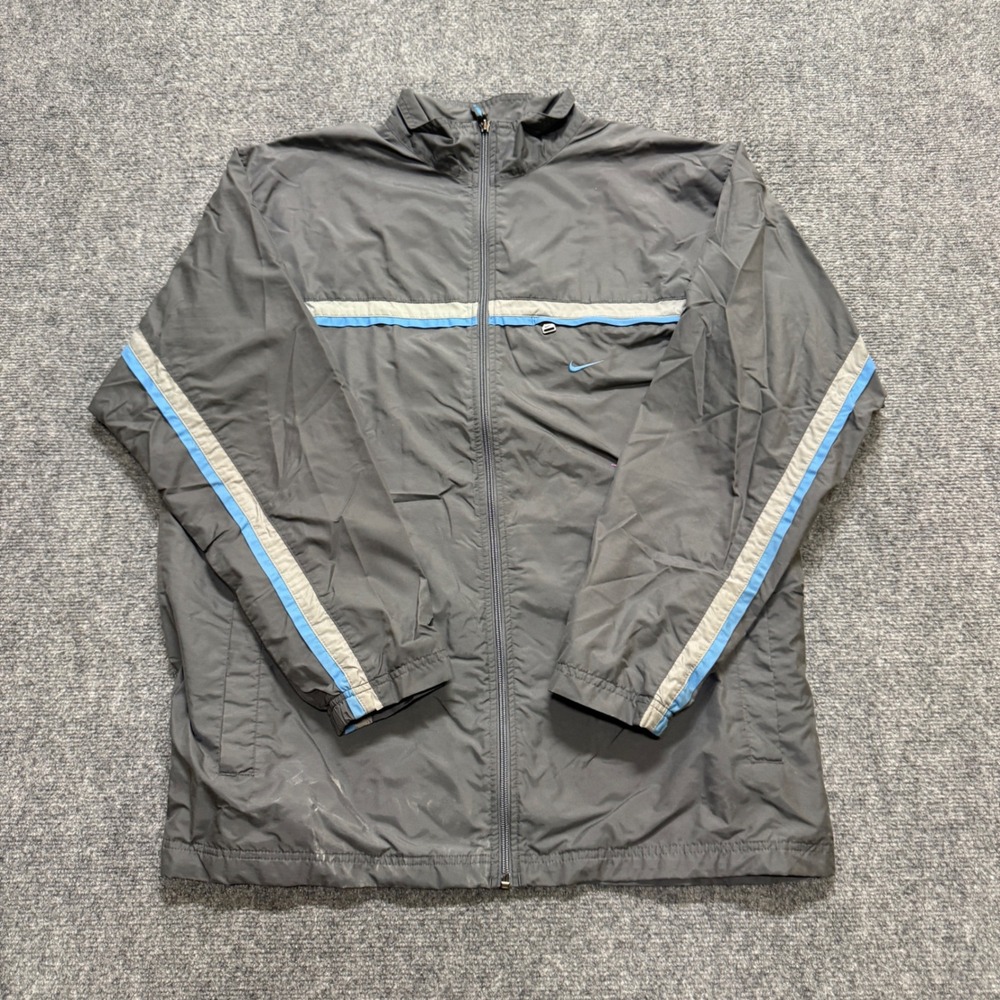 VTG Nike Nylon Jacket Men's L Longsleeve rack Jacket Baby Blue Gray Y2K 90s